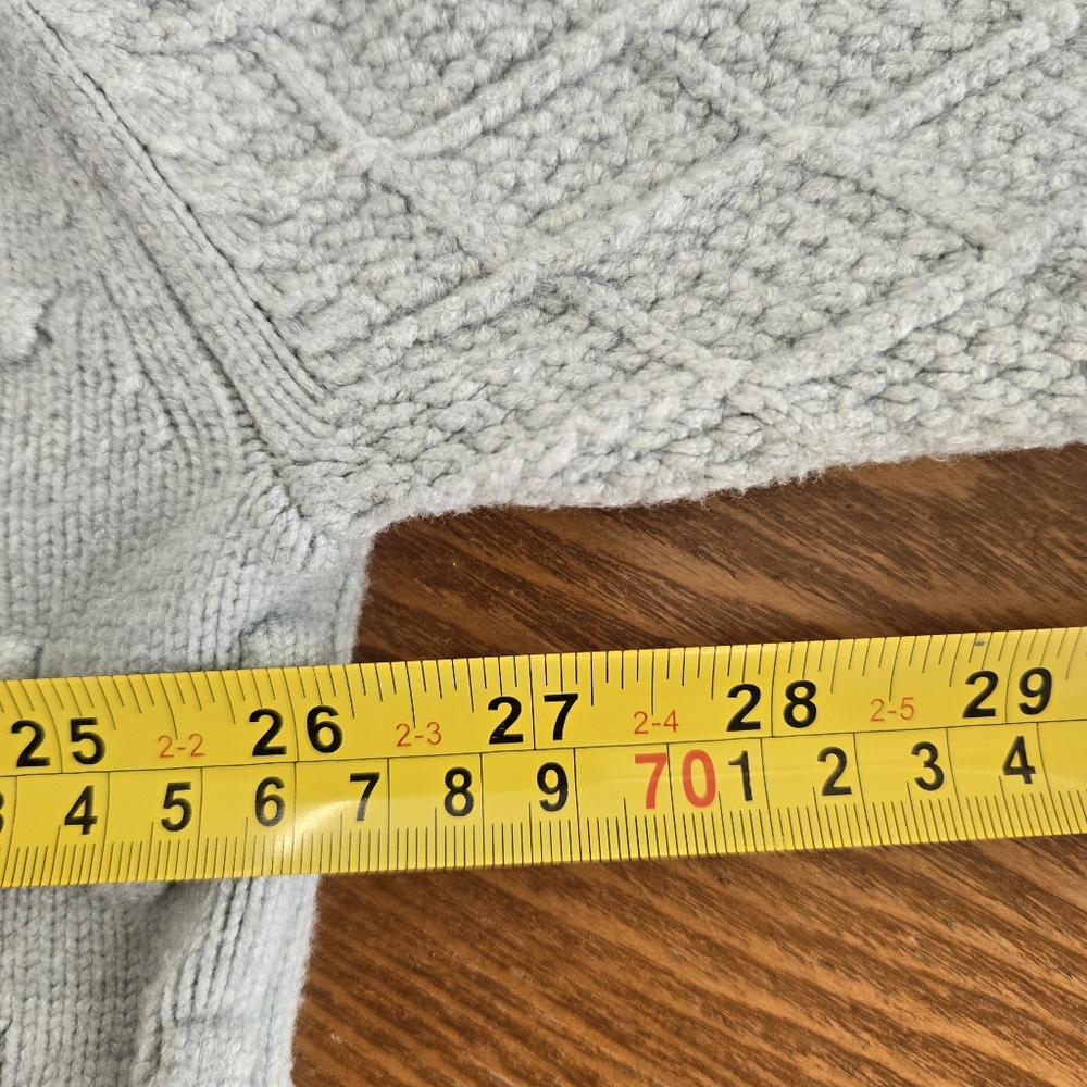 Lou & Grey LOFT Women's Sz L Oversized Cropped Cable Knit Chunky Sweater Hoodie - Picture 9 of 11